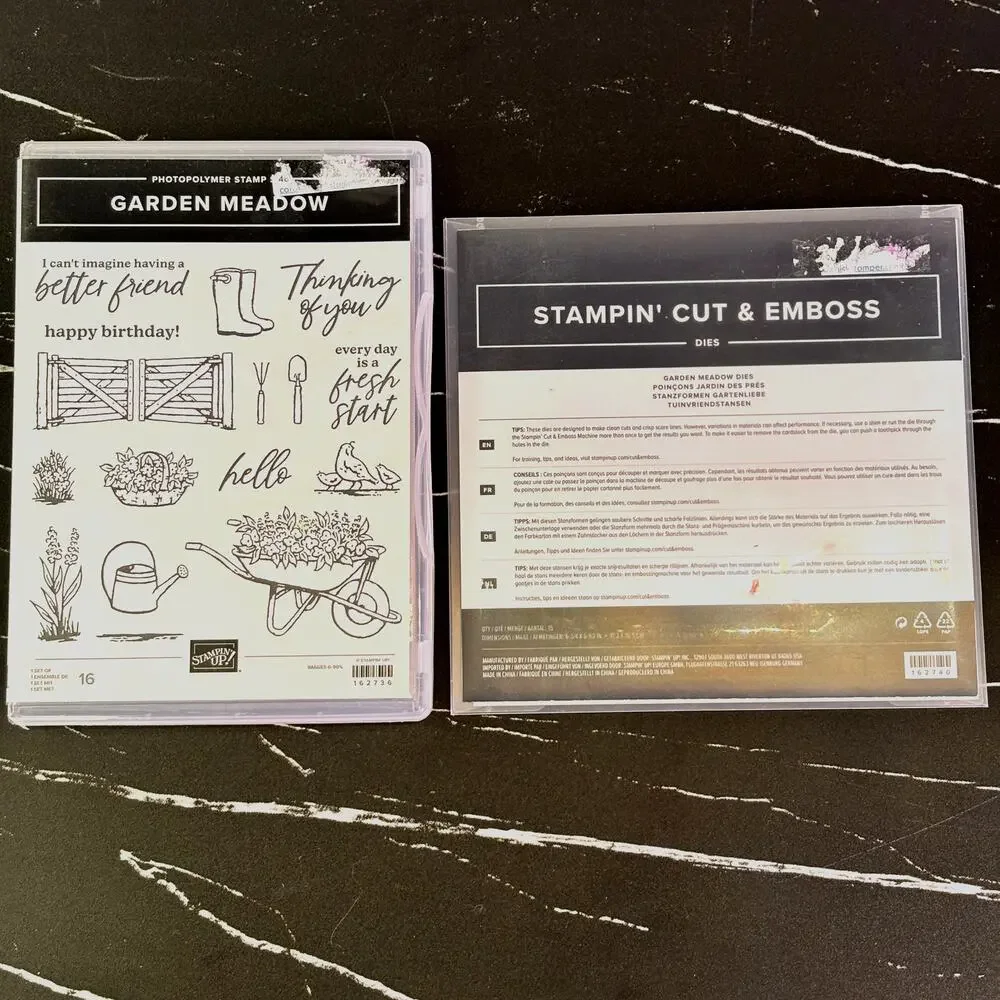 Stampin Up Garden Meadow Stamp Die Bundle + Sentiment Stamp Lot